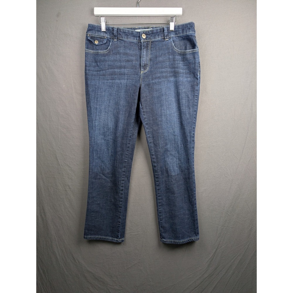 Chico's Platinum Denim Womens Blue Straight Leg Jeans Size 1.5